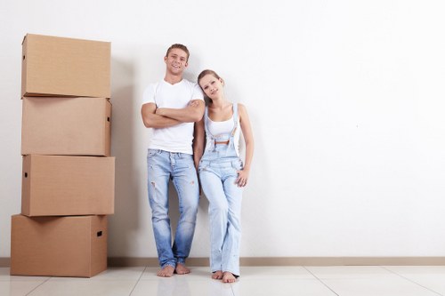 Commercial moving team planning an office relocation in the Isle of Dogs