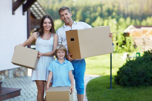 Home moving service in Isle of Dogs with residential apartments in the background